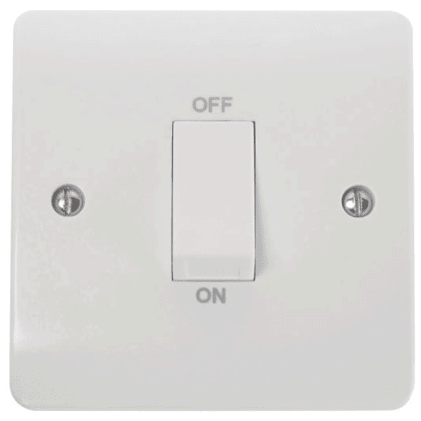 45A 1 Gang Single Cooker Switch with White Rockers