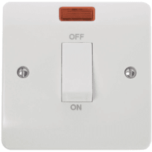 45A 1 Gang Single Cooker Switch with Neon and White Rockers