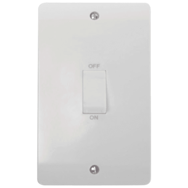 45A 2 Gang Single Cooker Switch with White Rockers