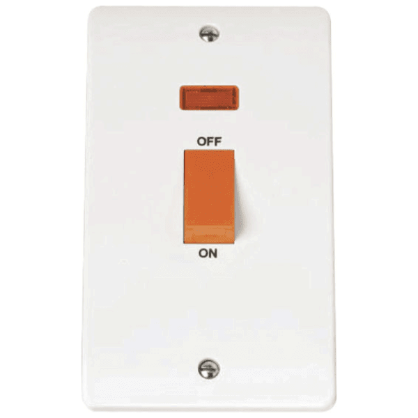Click CMA203 45A 2 Gang Single Cooker Switch With Neon 