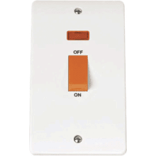Click CMA203 45A 2 Gang Single Cooker Switch With Neon 