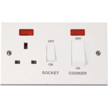 Click PRW505 45A DP Switch + 13A DP Switched Socket + Neons  (White Rocker)