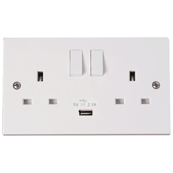 Click PRW770 Polar 13A 2G Switched Socket With 2.1A USB Outlet