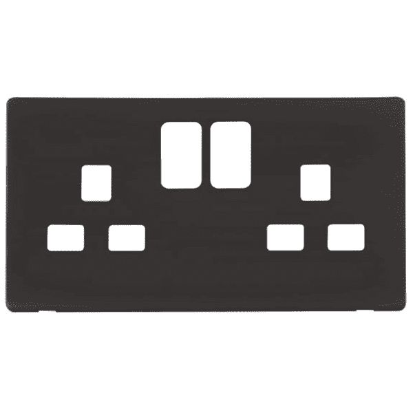 Click SCP436BK 2 Gang 13A Switched Socket Cover Plate - Black