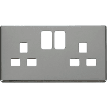 Click SCP436CH 2 Gang 13A Switched Socket Cover Plate - Chrome