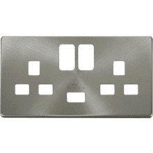 Click SCP470BS Definity 13A 2G Switched Socket With 2.1A USB Charger Cover Plate - Brushed Stainless