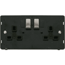 Click SIN536BKSS INGOT 2 Gang 13A DP Switched Socket Insert - Black / Stainless Steel