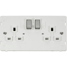 Click SIN536PWCH INGOT 2 Gang 13A DP Switched Socket Insert - White / Chrome