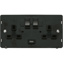 Click SIN770BK Definity 13A 2G Switched Socket With 2.1A USB Outlet Insert - Black