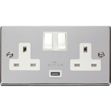 Click VPCH770WH Socket 2G Switched & USB 13A