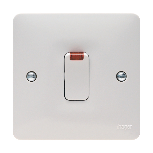 Hager Wmdp84n 20a Double Pole Switch With Led Indicator