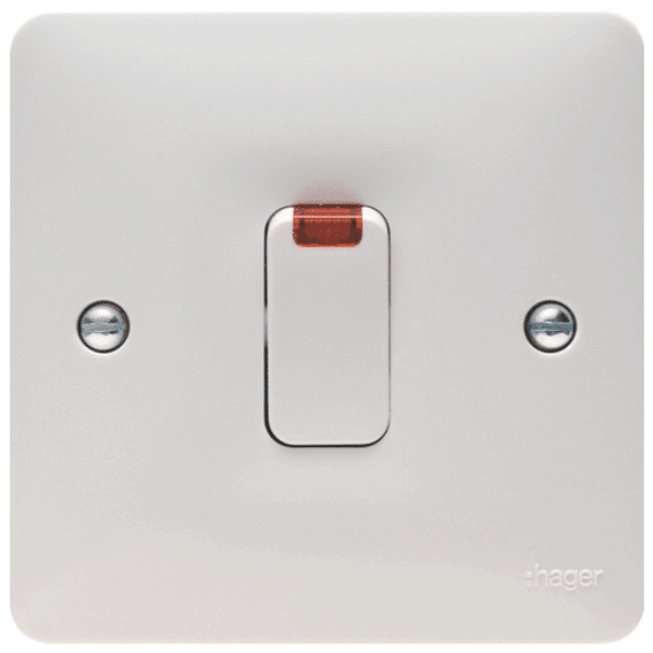 Hager WMDP84N 20A Double Pole Switch With LED Indicator