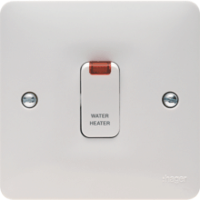 Hager WMDP85N 20A Double Pole Switch With LED Indicator Marked "Water Heater"