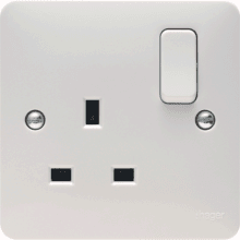 Hager WMSS81 13A 1 Gang Double Pole Switched Socket Outlet