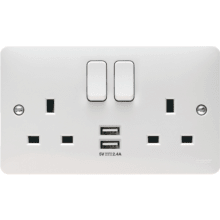 Hager WMSS82USB USB Switched Socket DP 2x13A