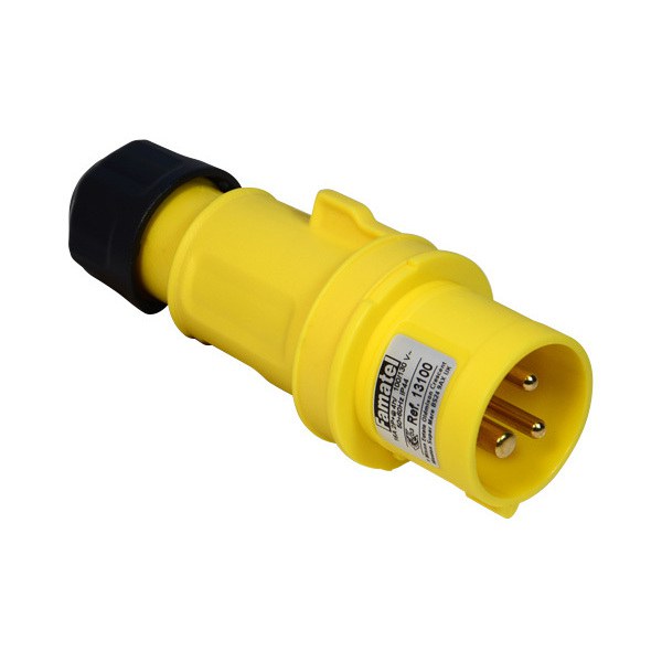 IP44 16A 2P+E 110v Yellow Connector