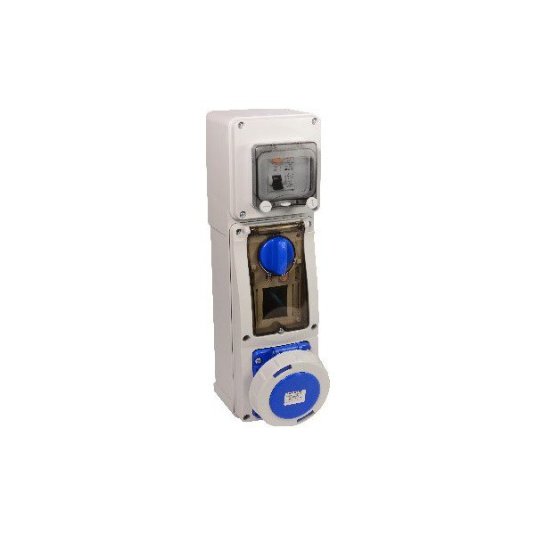 IP67 63A 2P+E 240 Blue Vertical Sw/Interlocked