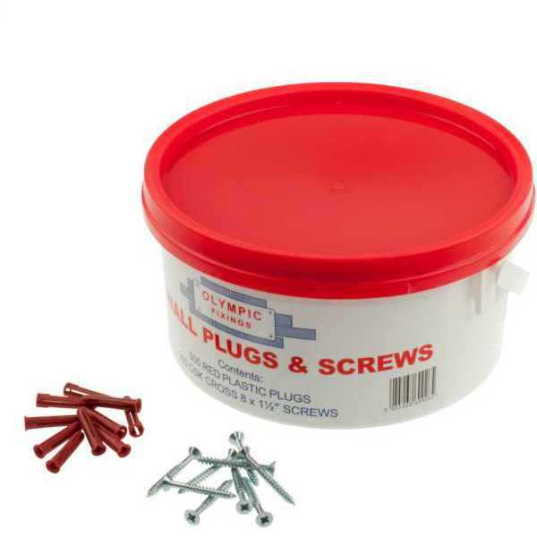 Red Plug  (500) & 8x1 1/2 Screw (500) Tub