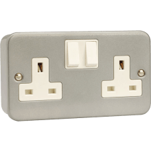 Scolmore Click Metalclad 13Amp DP Twin Switched Socket.
